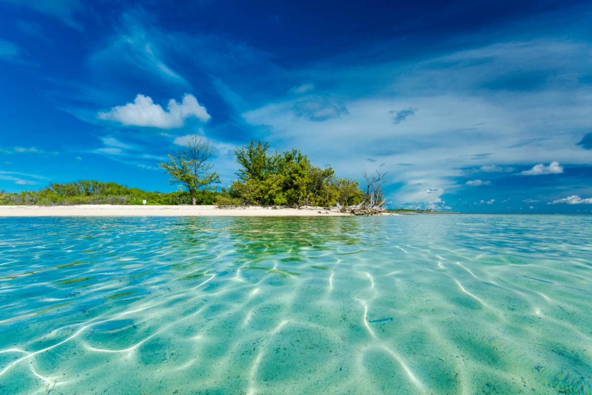 Clear waters of an islet in Bimini