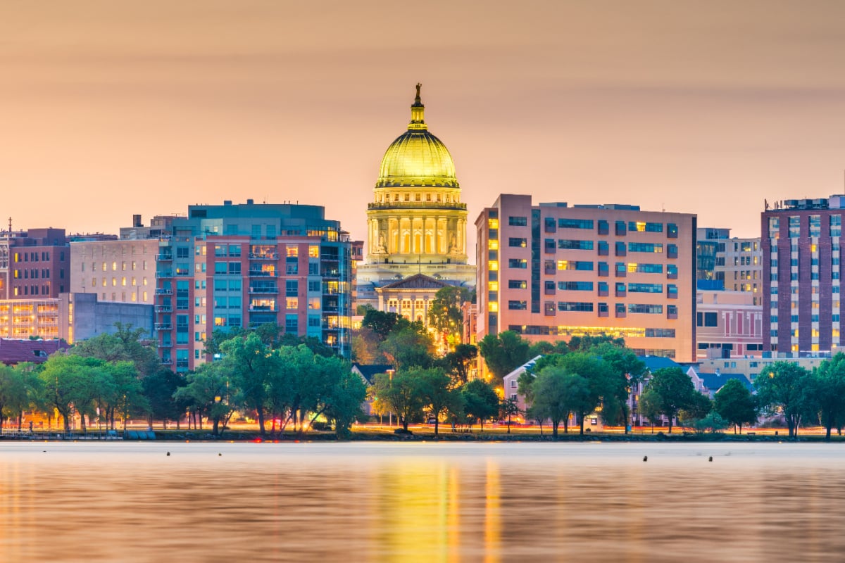 Madison, WI skyline and waterfront